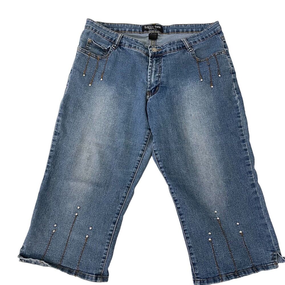 Street Code New York Embellished Jeans Stretch Women Size 13/14 Studded